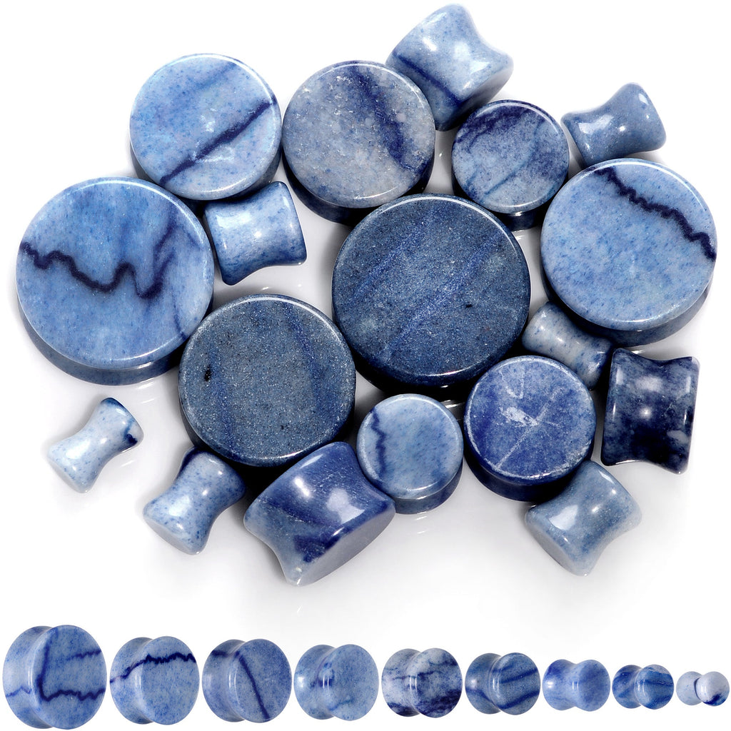 BodyCandy Natural Blue Aventurine Stone Saddle Plug Set — main product shot
