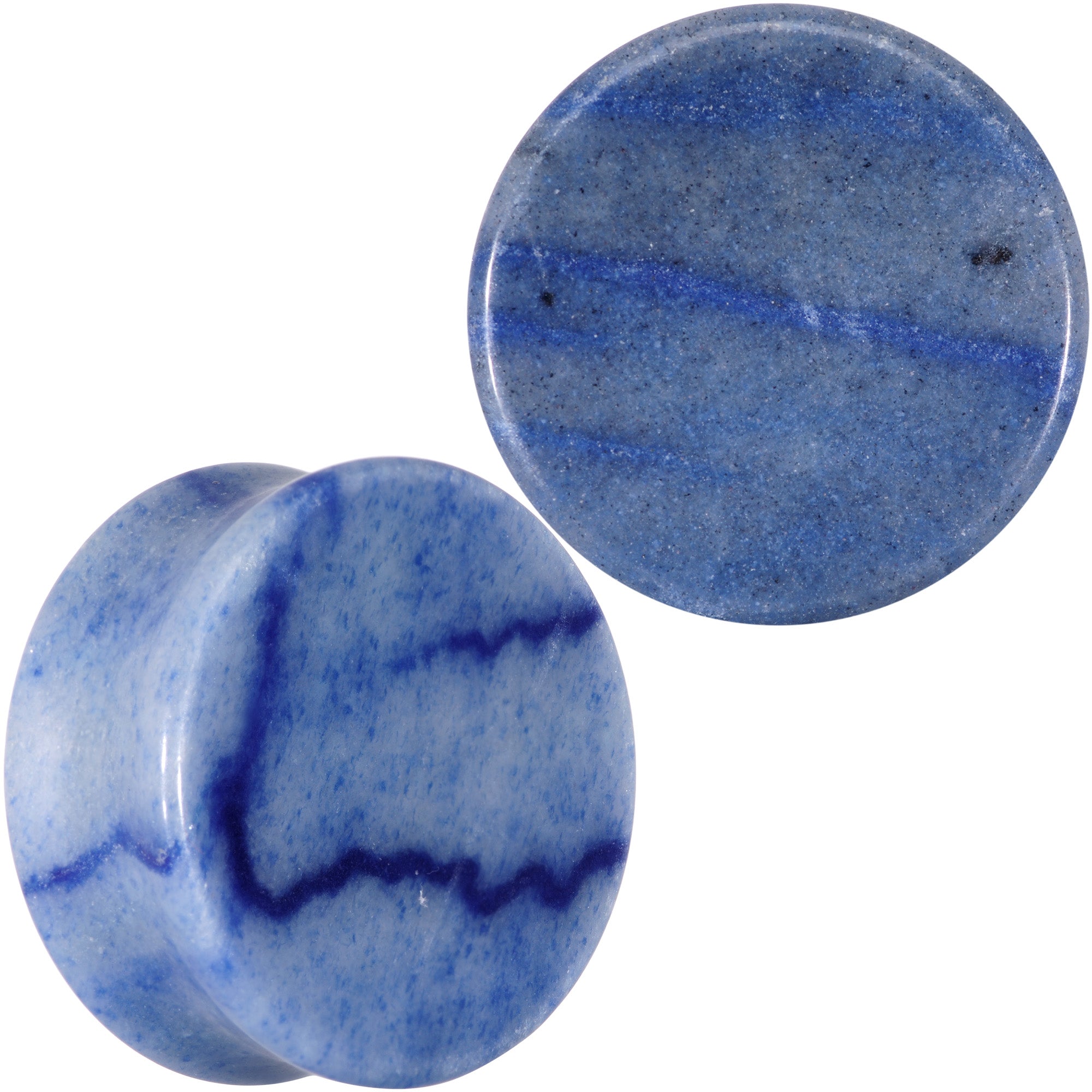 BodyCandy Natural Blue Aventurine Stone Saddle Plug Set — detail close-up