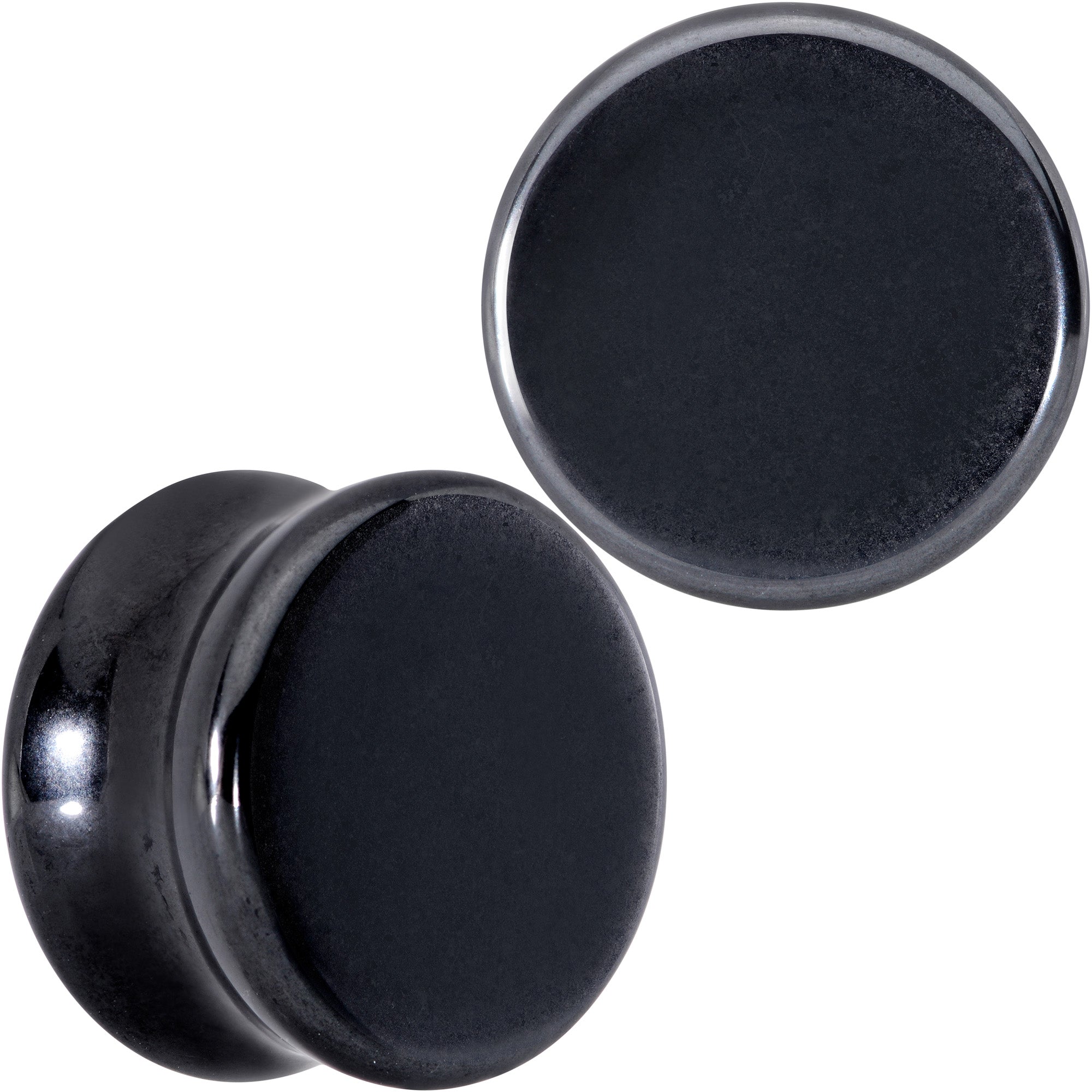 BodyCandy Natural Black Hematite Stone Saddle Plug Set — feature highlight