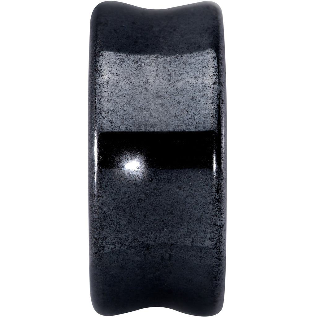 BodyCandy Natural Black Hematite Stone Saddle Plug Set — side view