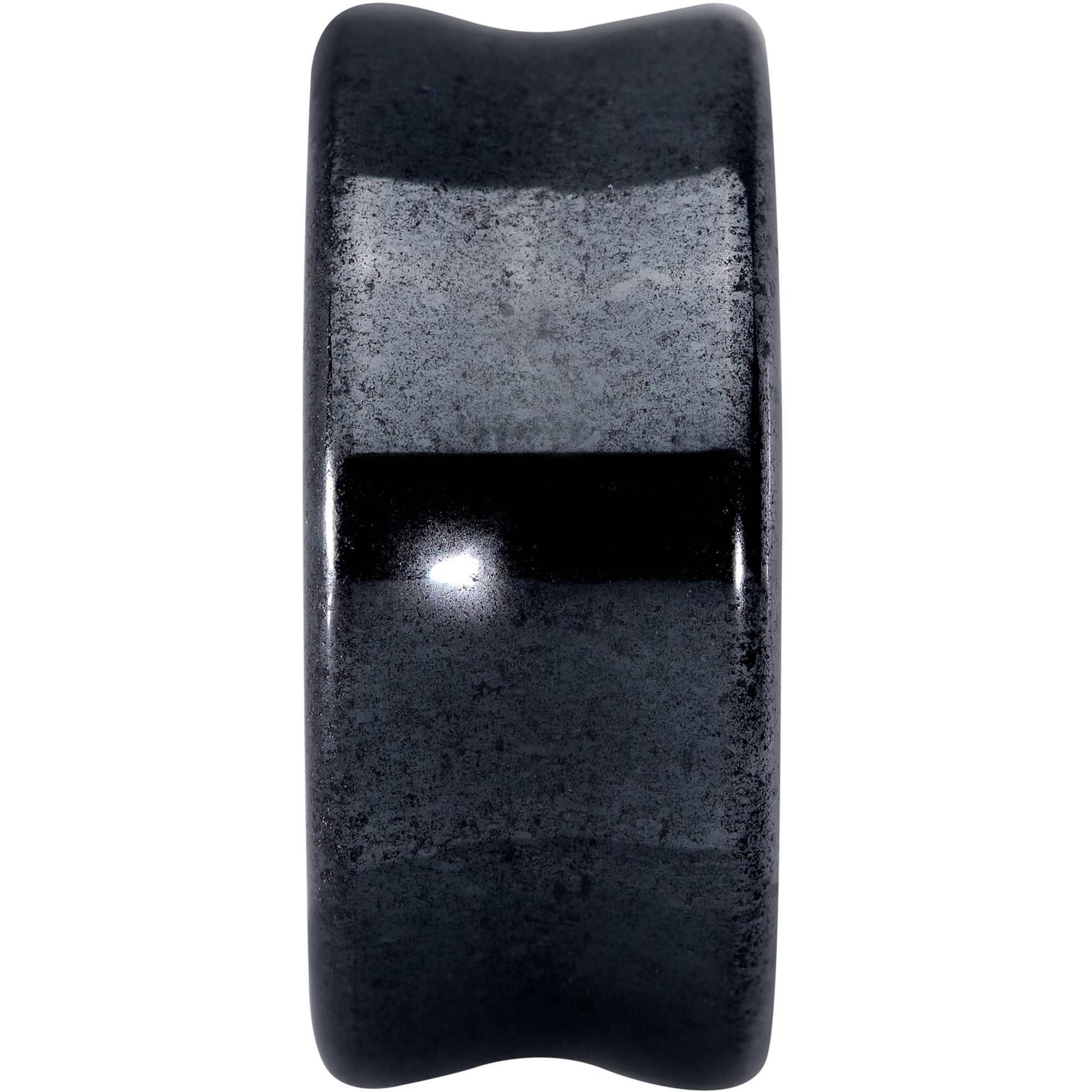 BodyCandy Natural Black Hematite Stone Saddle Plug Set — side view