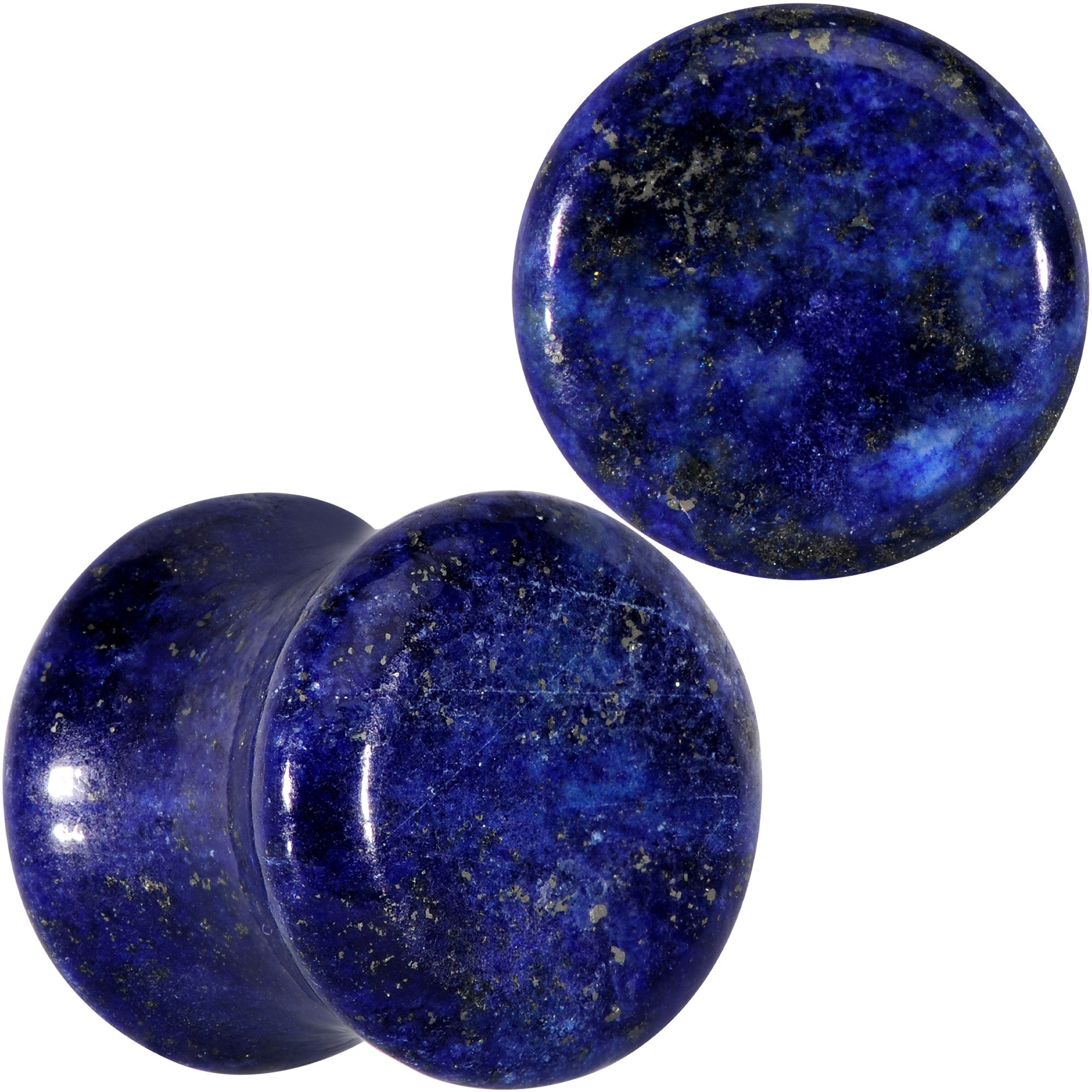 BodyCandy Natural Blue Lapis Stone Saddle Plug Set — side view