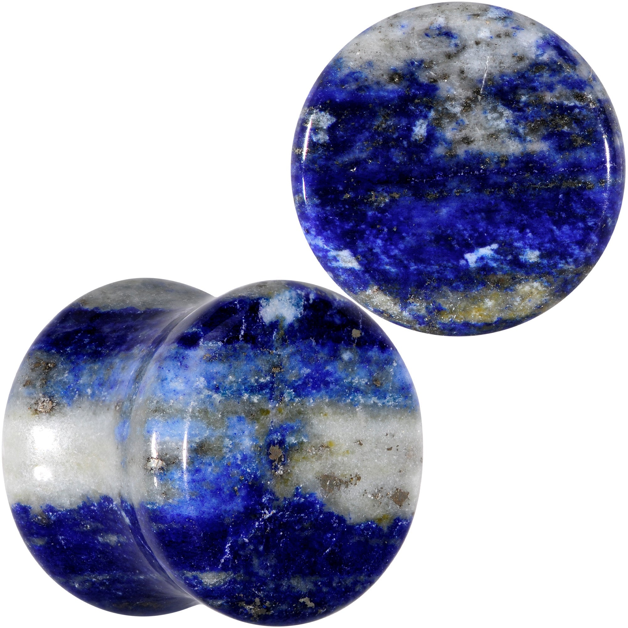 BodyCandy Natural Blue Lapis Stone Saddle Plug Set — size reference