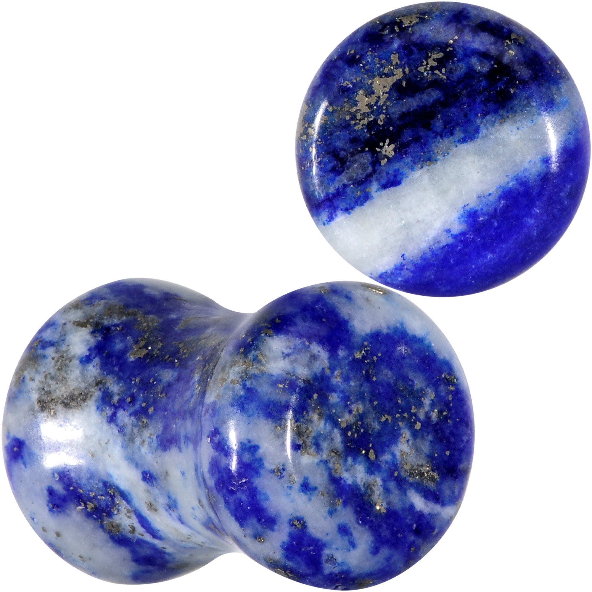 BodyCandy Natural Blue Lapis Stone Saddle Plug Set — in-use photo