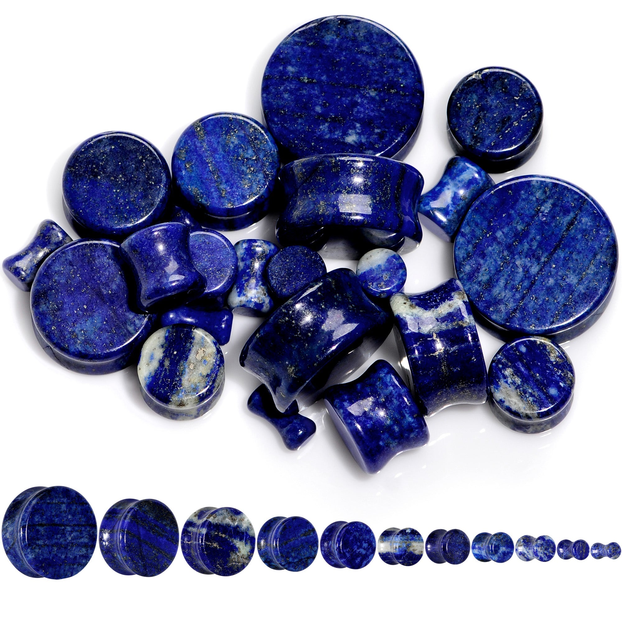BodyCandy Natural Blue Lapis Stone Saddle Plug Set — main product shot