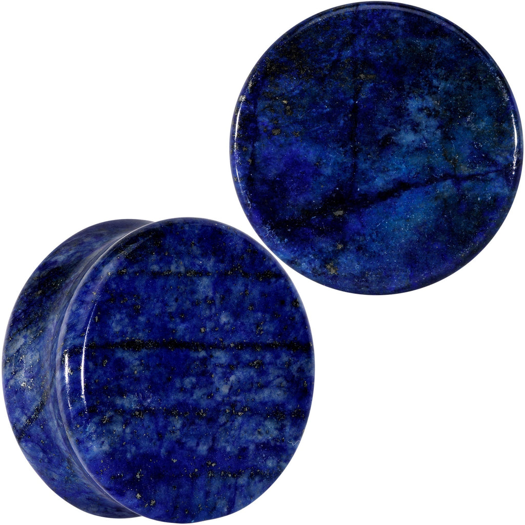 BodyCandy Natural Blue Lapis Stone Saddle Plug Set — detail close-up