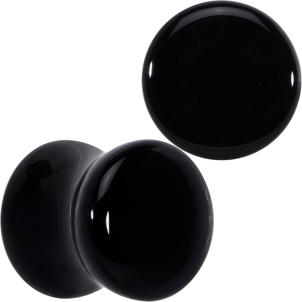 BodyCandy Natural Black Agate Stone Saddle Plug Set — in-use photo