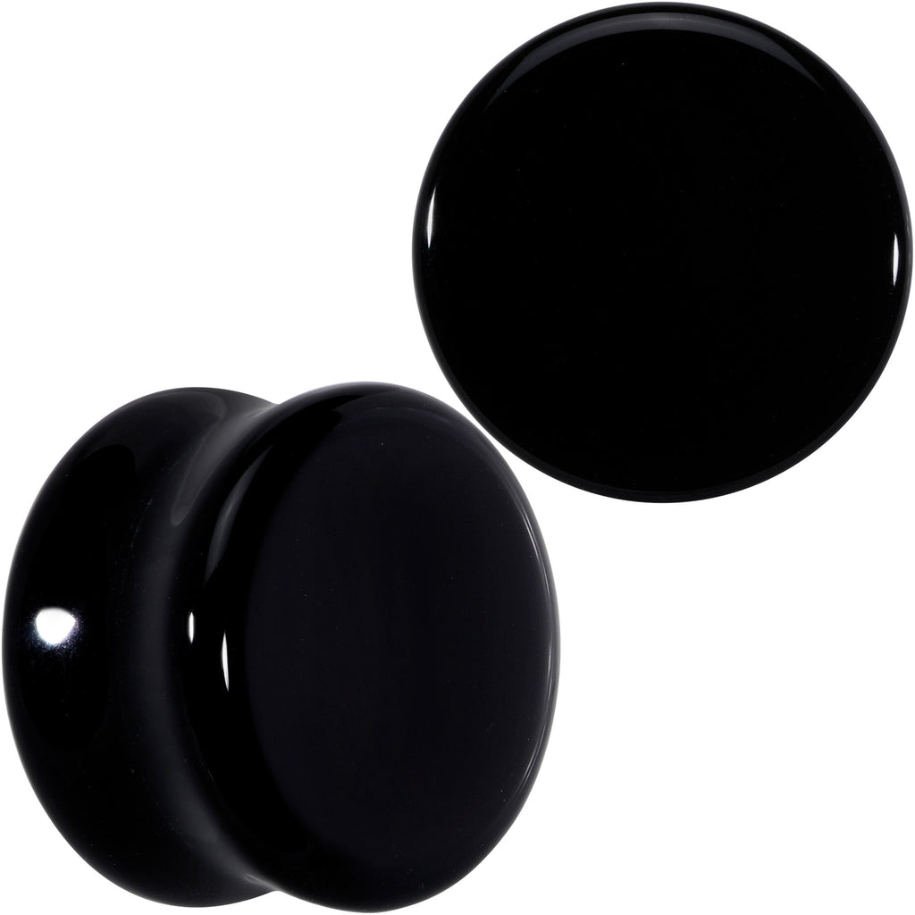 BodyCandy Natural Black Agate Stone Saddle Plug Set — product on model