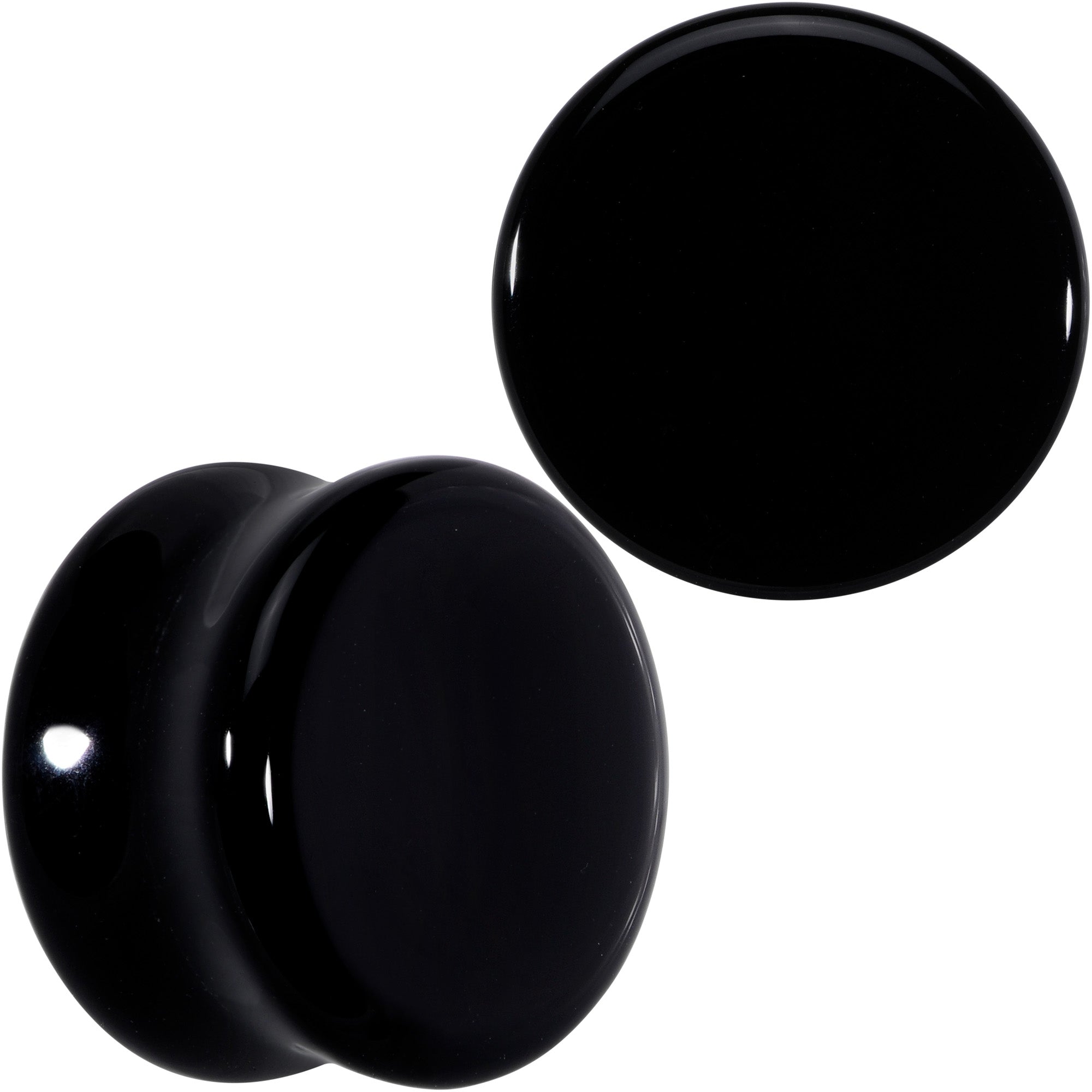 BodyCandy Natural Black Agate Stone Saddle Plug Set — product on model