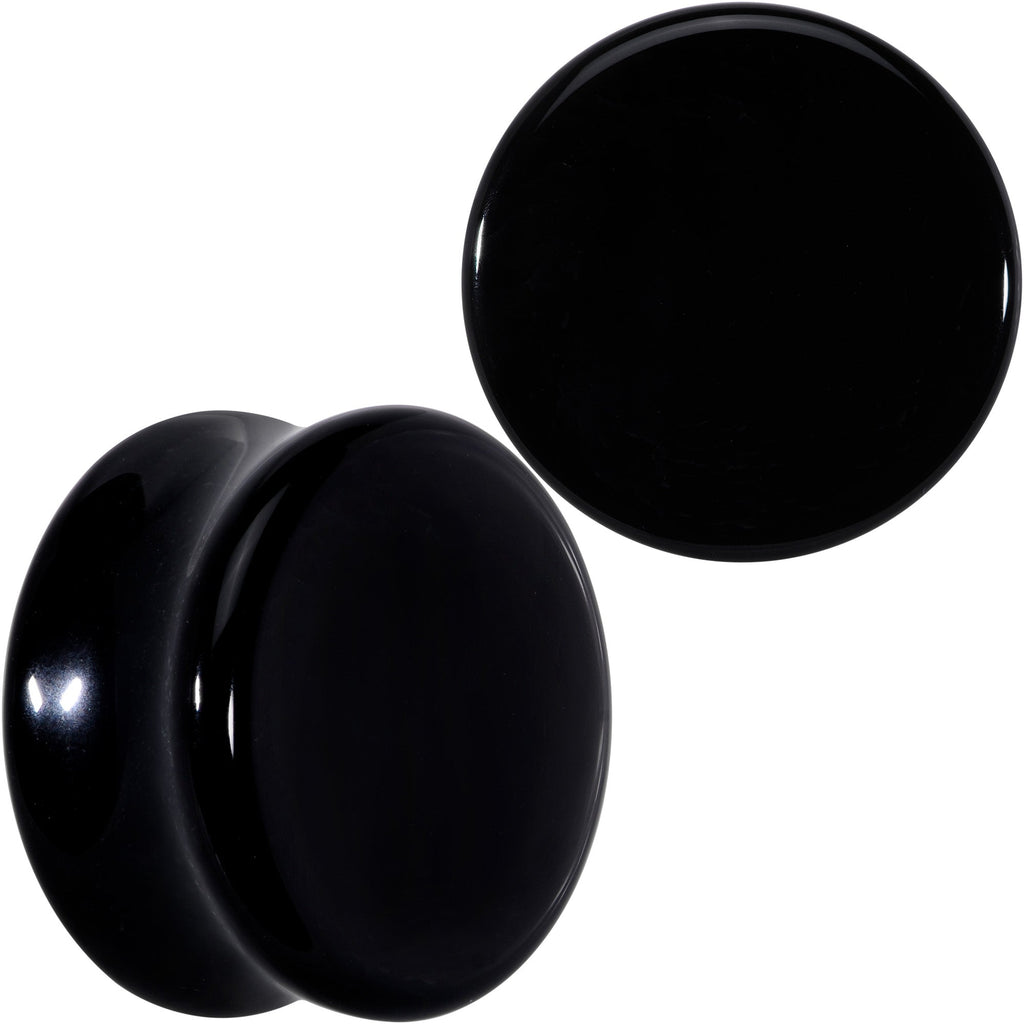 BodyCandy Natural Black Agate Stone Saddle Plug Set — main product shot