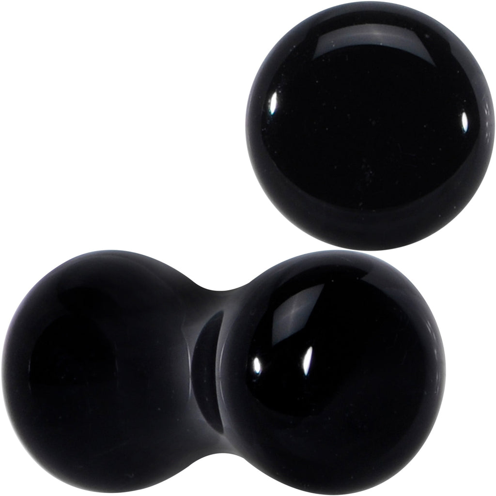 BodyCandy Natural Black Agate Stone Saddle Plug Set — size reference