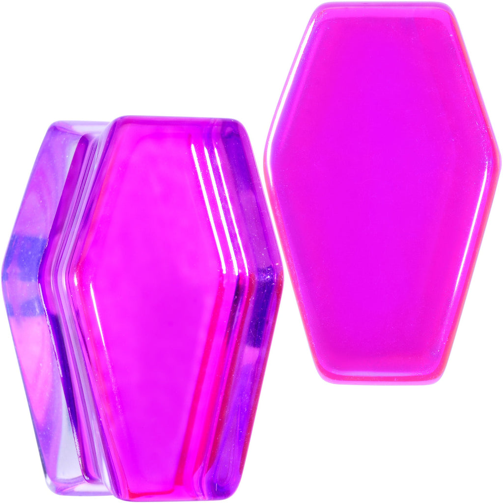 BodyCandy Aurora Purple Cloudy Quartz Stone Coffin Double Flare Plug Set — fabric or material detail