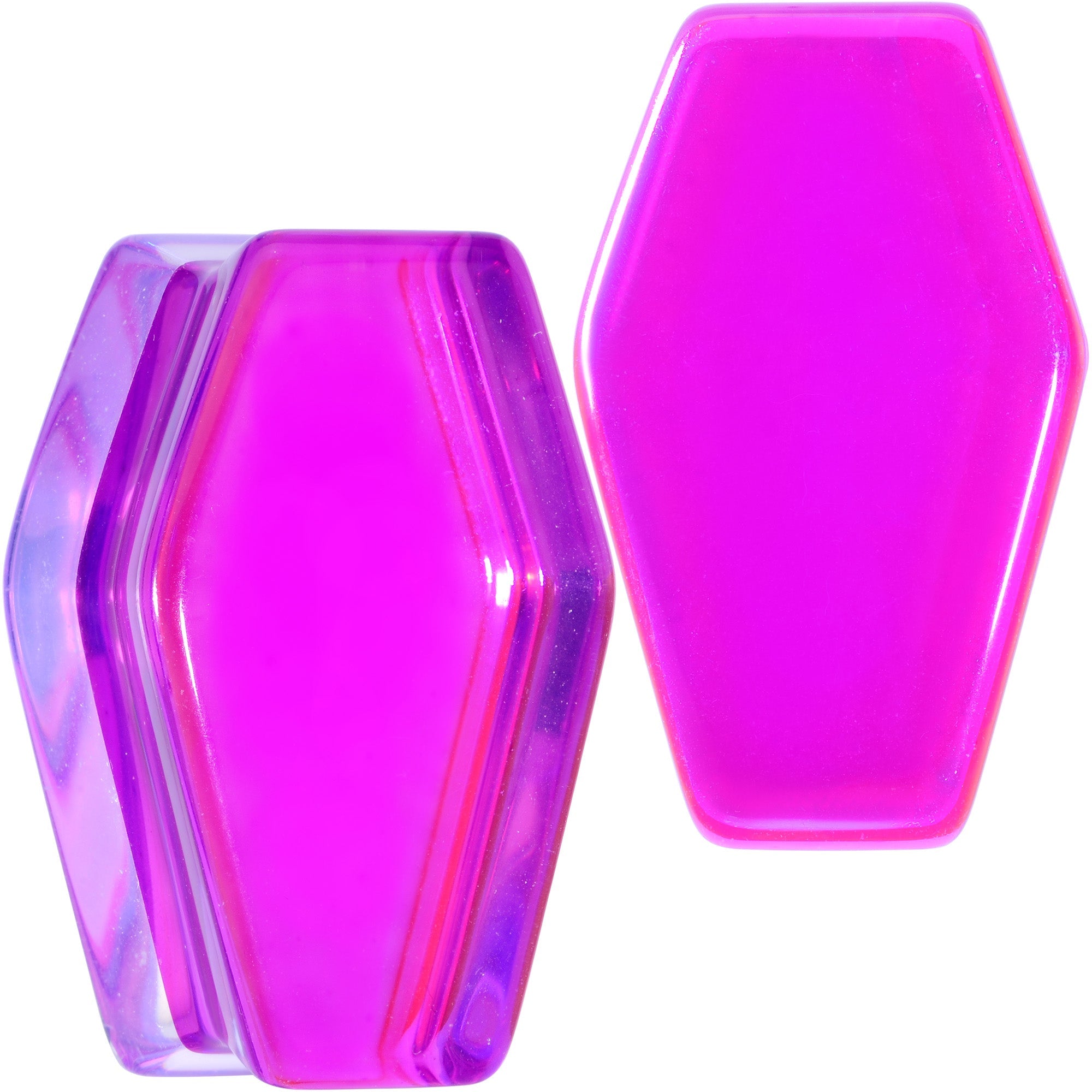 BodyCandy Aurora Purple Cloudy Quartz Stone Coffin Double Flare Plug Set — feature highlight