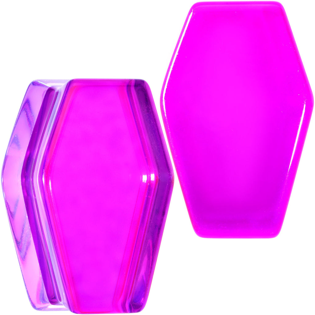 BodyCandy Aurora Purple Cloudy Quartz Stone Coffin Double Flare Plug Set — product on model