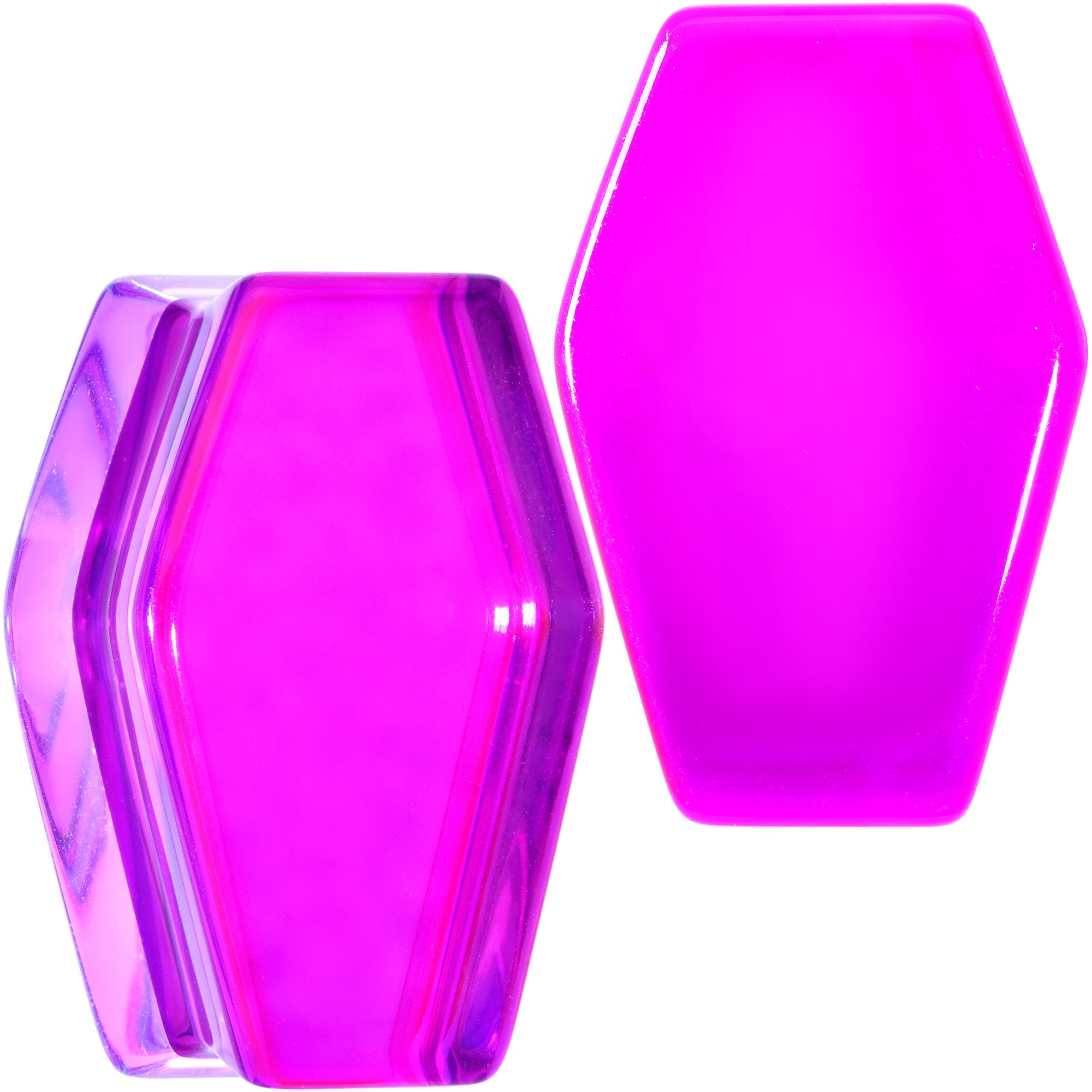 BodyCandy Aurora Purple Cloudy Quartz Stone Coffin Double Flare Plug Set — product on model