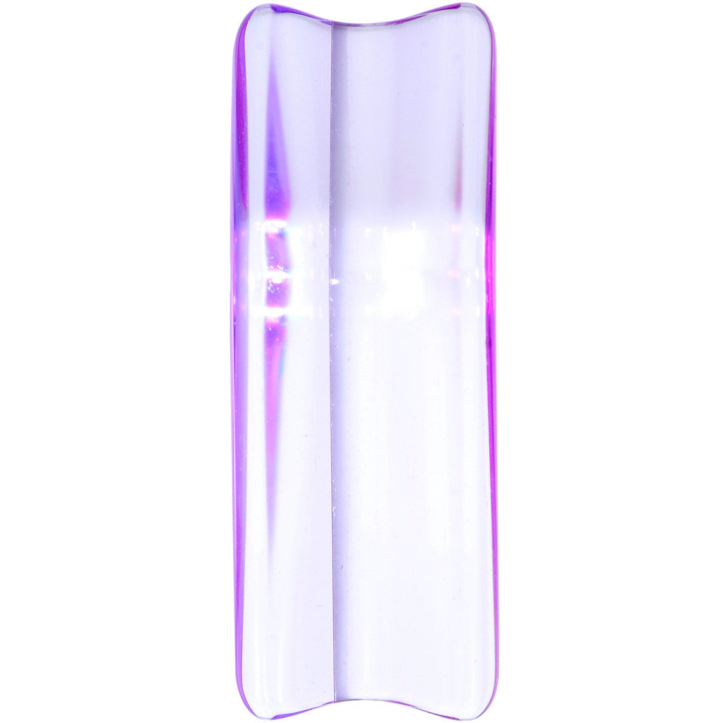 BodyCandy Aurora Purple Cloudy Quartz Stone Coffin Double Flare Plug Set — side view
