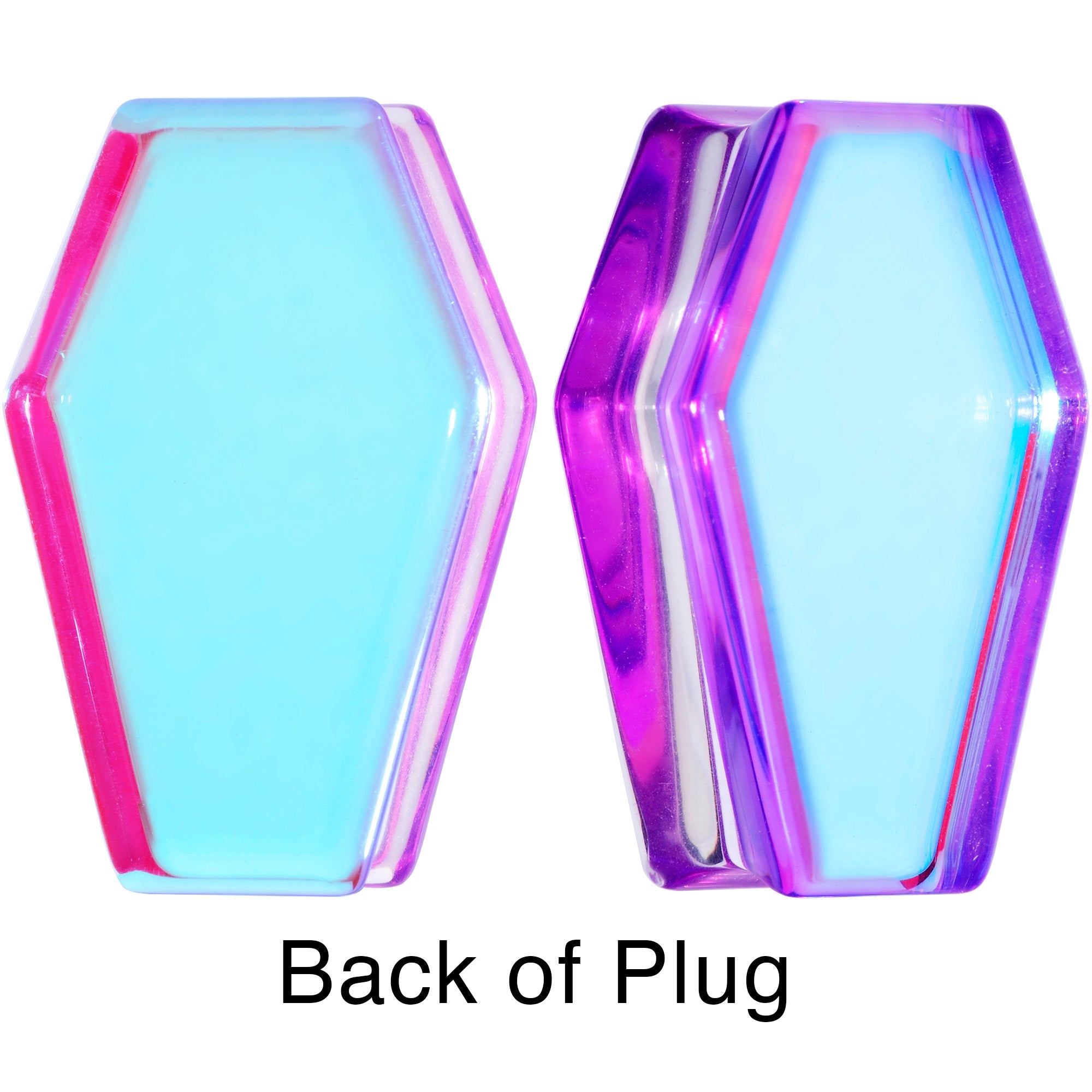 BodyCandy Aurora Purple Cloudy Quartz Stone Coffin Double Flare Plug Set — alternative angle