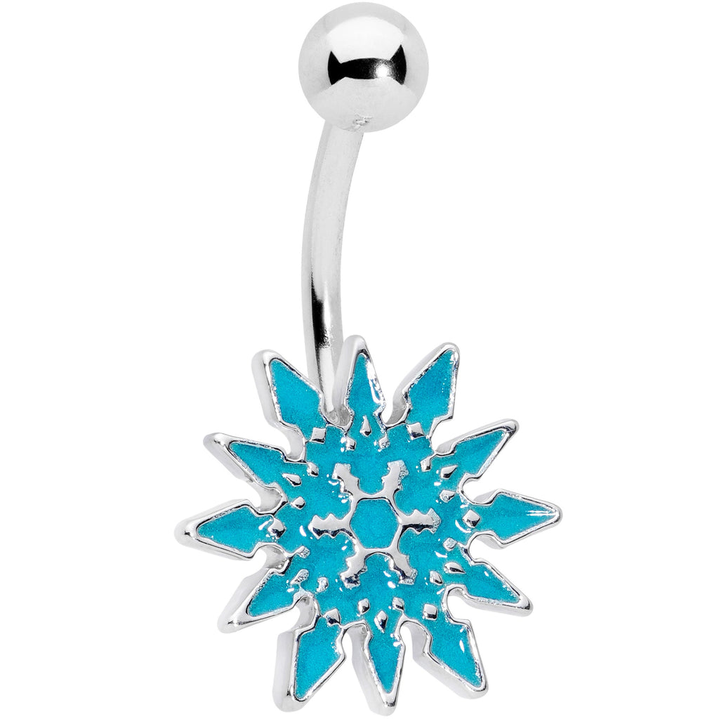 BodyCandy Aqua Gem Winter Snowflake Christmas Belly Ring — main product shot