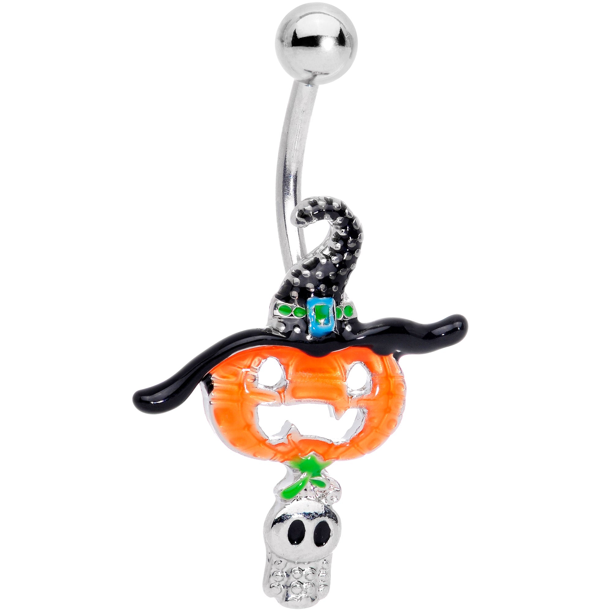 BodyCandy Witch Hat Pumpkin Tiny Ghost Halloween Belly Ring — main product shot