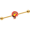 BodyCandy 14G Gold Tone Turkey Thanksgiving Industrial Barbell 38mm — main product shot