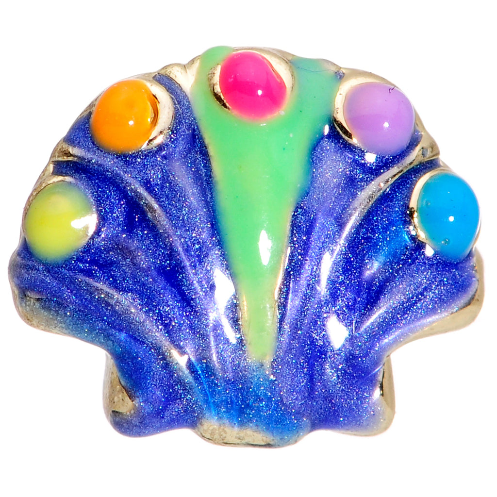 BodyCandy 16G 5/16 Gold Tone Blue Shell Labret Monroe Tragus — detail close-up