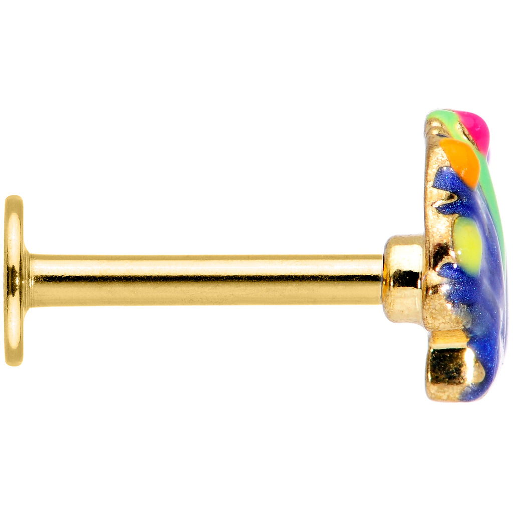 BodyCandy 16G 5/16 Gold Tone Blue Shell Labret Monroe Tragus — lifestyle context