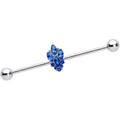 BodyCandy 14G Blue CZ Gem Fountain Industrial Barbell 38mm — main product shot