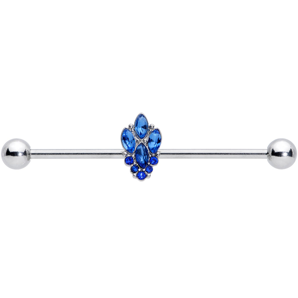 BodyCandy 14G Blue CZ Gem Fountain Industrial Barbell 38mm — lifestyle context