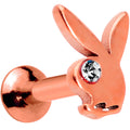 BodyCandy 16G 1/4 Licensed Playboy CZ Rose Gold Hue Internal Thread Labret — main product shot