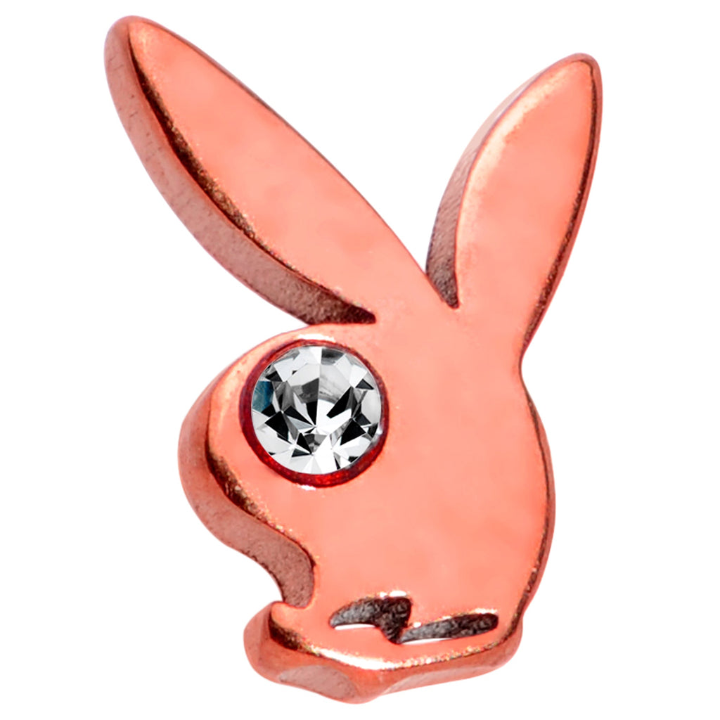 BodyCandy 16G 1/4 Licensed Playboy CZ Rose Gold Hue Internal Thread Labret — detail close-up