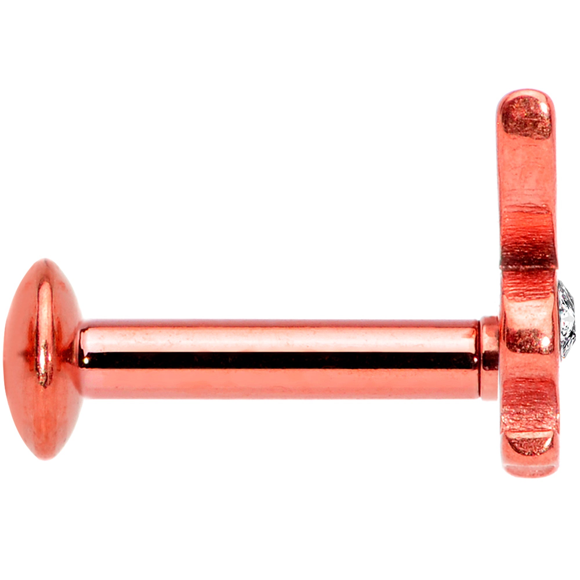 BodyCandy 16G 1/4 Licensed Playboy CZ Rose Gold Hue Internal Thread Labret — lifestyle context