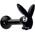 BodyCandy 16G 5/16 Licensed Playboy Clear CZ Black Internal Thread Labret — main product shot