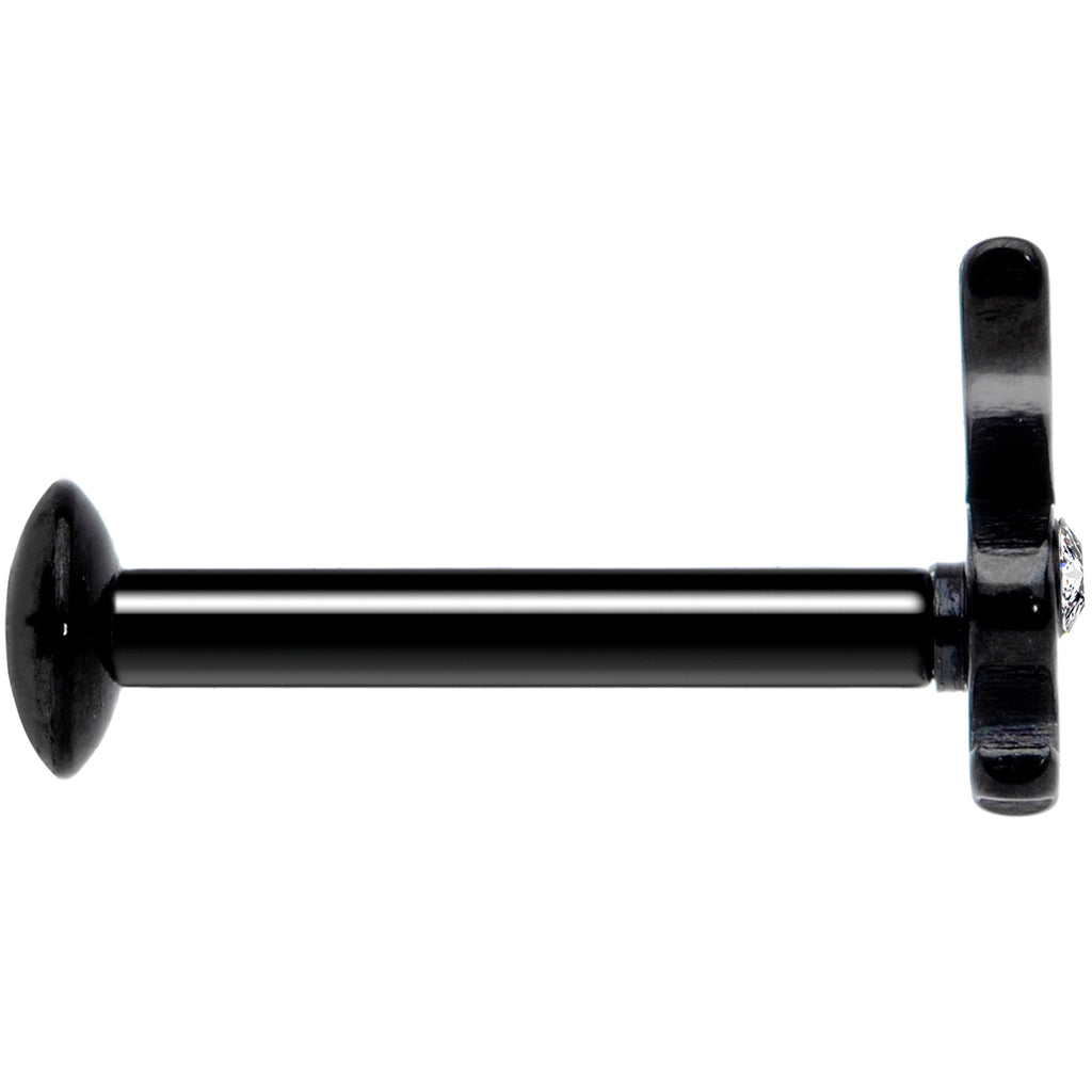 BodyCandy 16G 5/16 Licensed Playboy Clear CZ Black Internal Thread Labret — lifestyle context