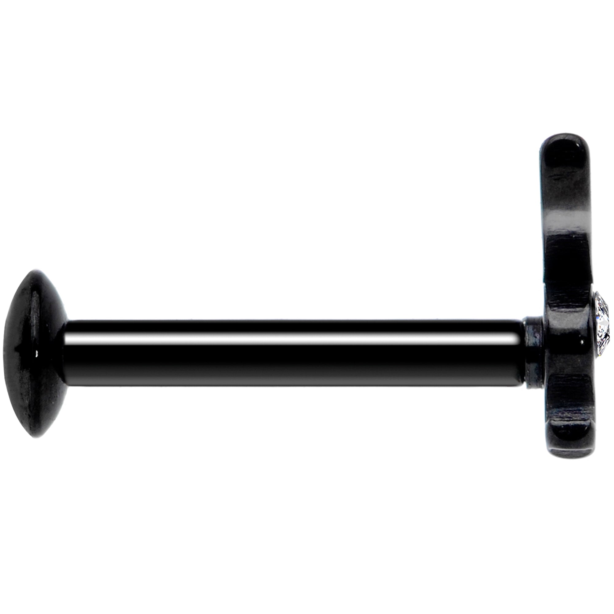 BodyCandy 16G 5/16 Licensed Playboy Clear CZ Black Internal Thread Labret — lifestyle context