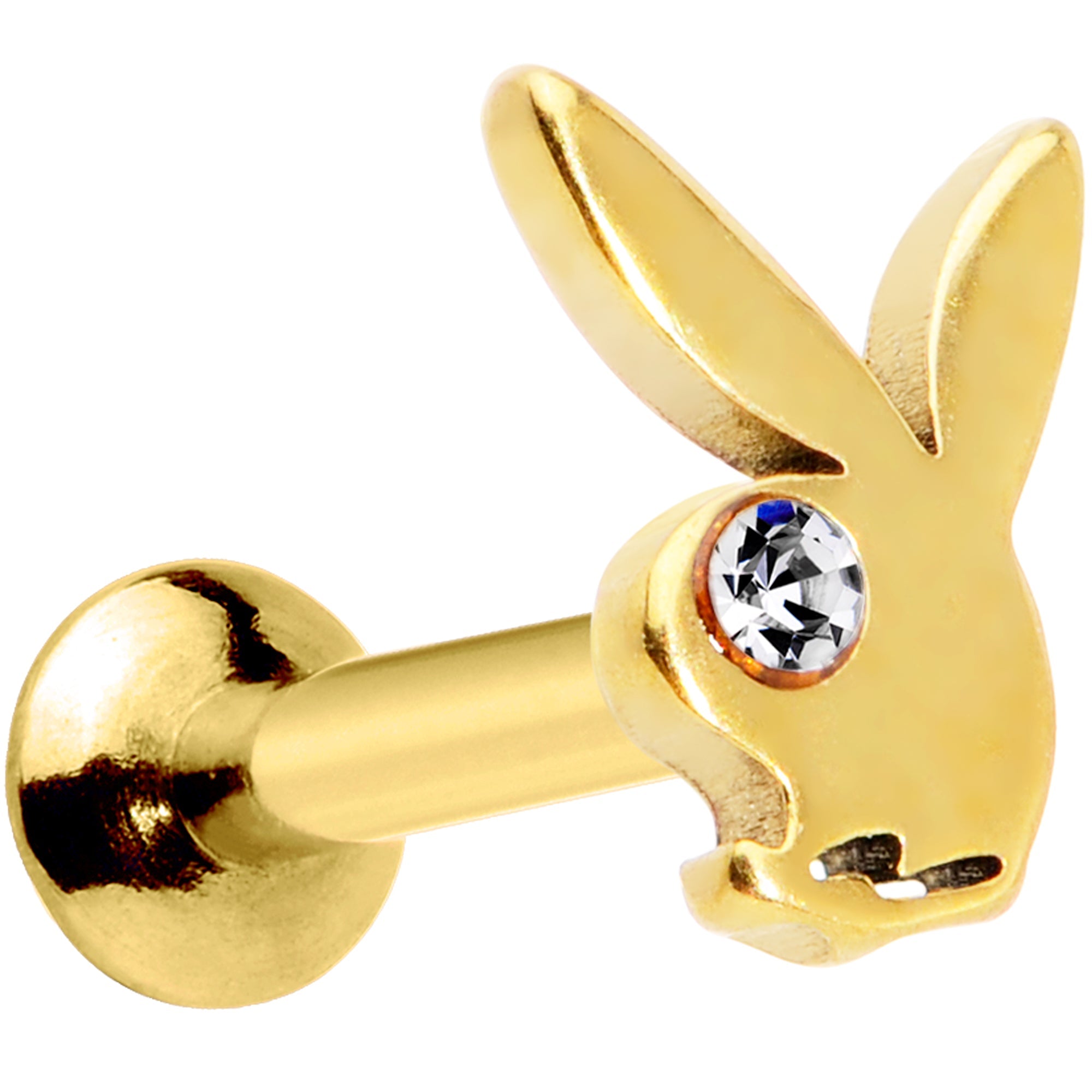 BodyCandy 16G 5/16 Licensed Playboy CZ Gem Gold Tone Internal Thread Labret — main product shot