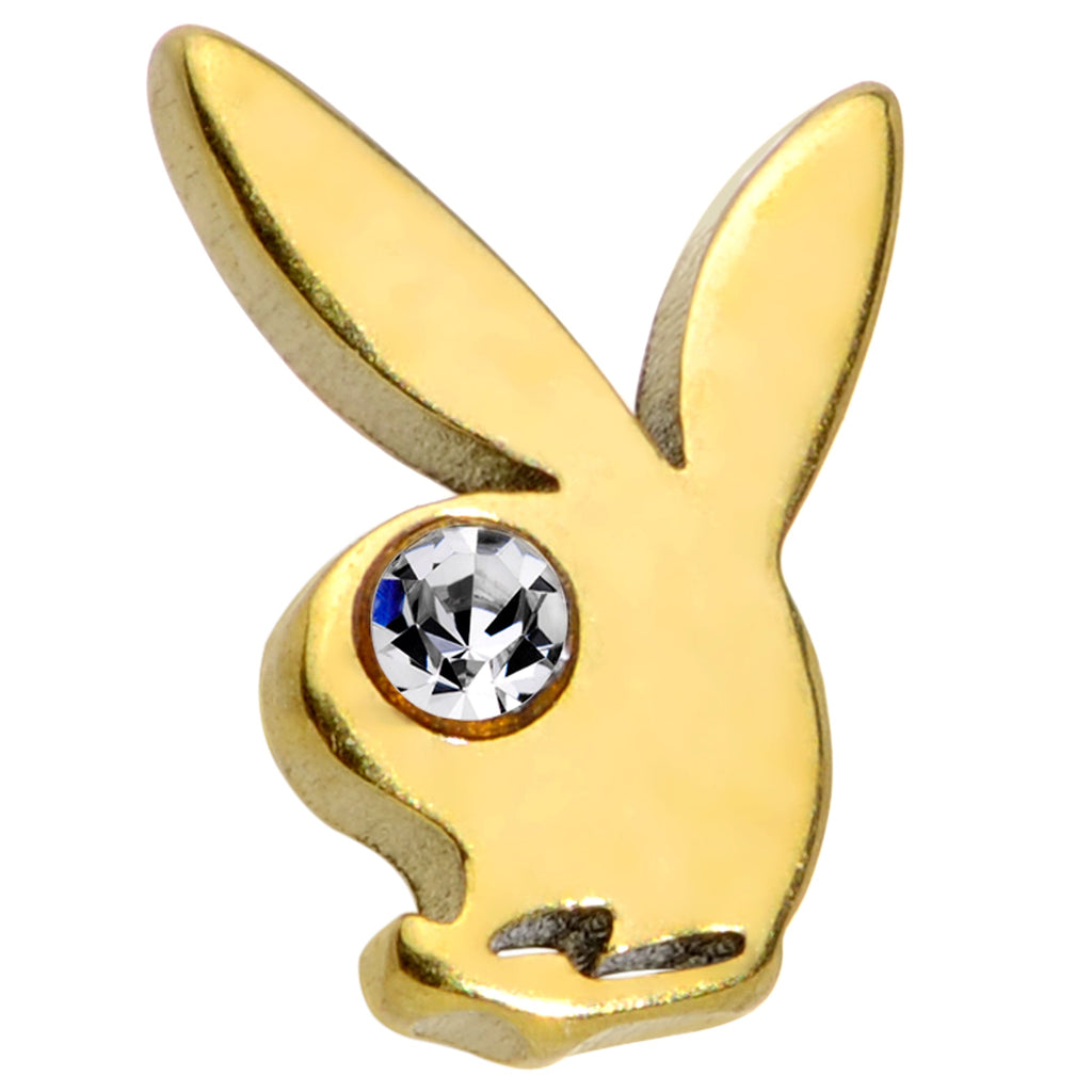 BodyCandy 16G 5/16 Licensed Playboy CZ Gem Gold Tone Internal Thread Labret — detail close-up
