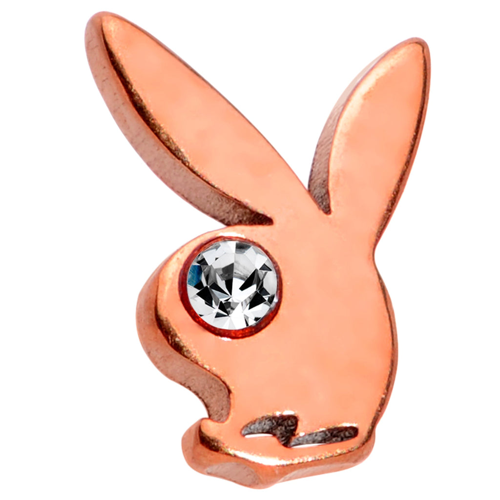 BodyCandy 16G 5/16 Licensed Playboy CZ Rose Gold Tone Internal Thread Labret — detail close-up