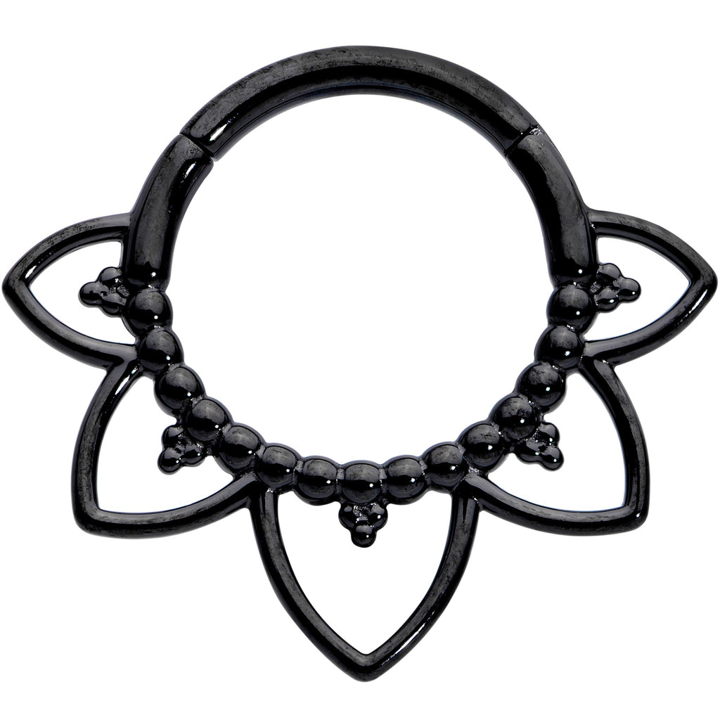 BodyCandy 16G 5/16 Black Open Petal Flower Hinged Segment Ring — main product shot