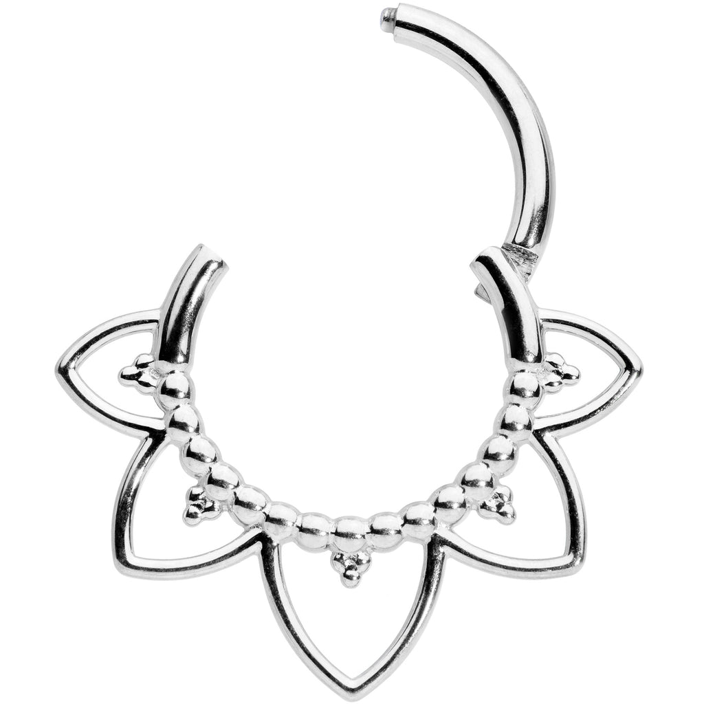 BodyCandy 16G 5/16 Open Petal Flower Hinged Segment Ring — detail close-up