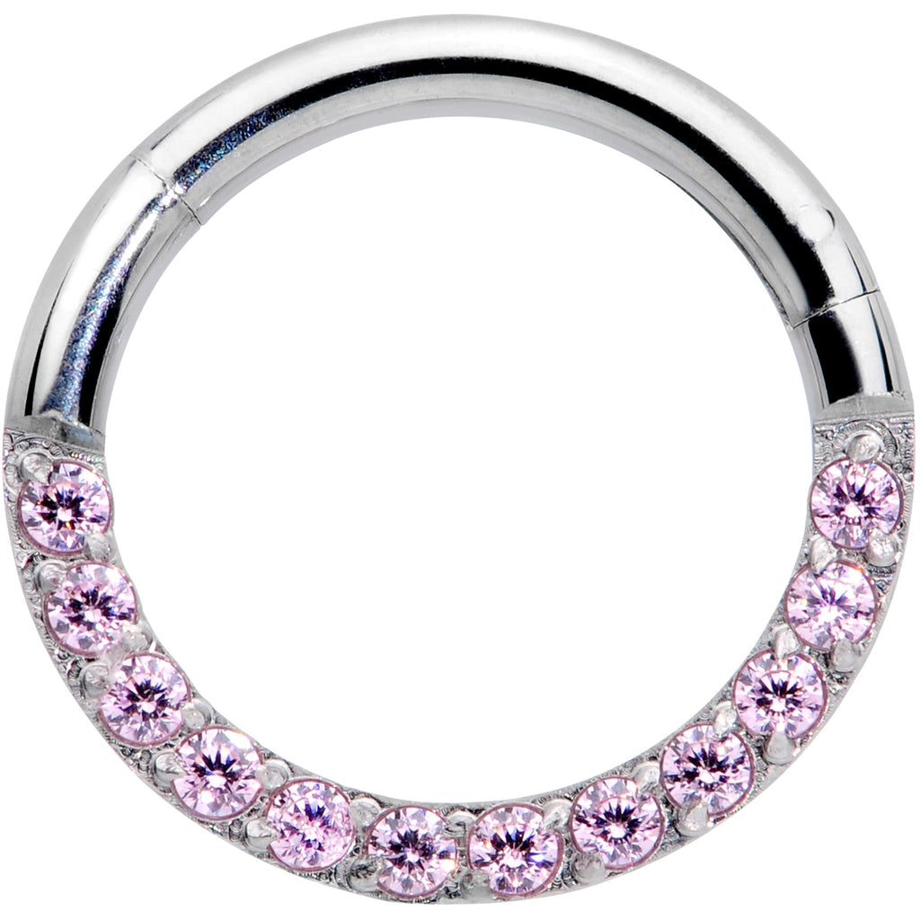 BodyCandy 16G 5/16 Pink Gem Paved Elegance Hinged Segment Ring — main product shot
