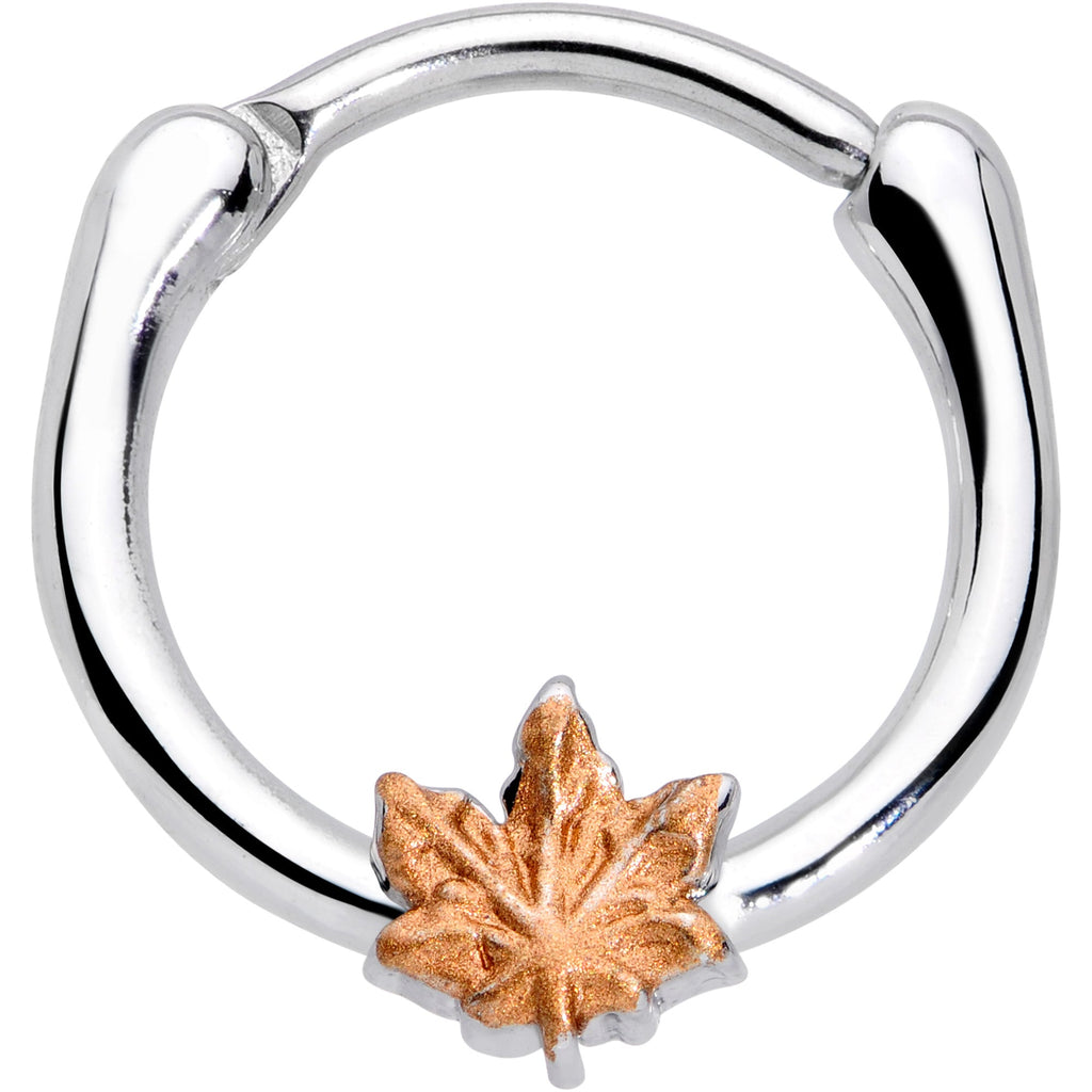 BodyCandy 16G 3/8 Rose Gold Tone Fall Autumn Leaf Cartilage Clicker — main product shot