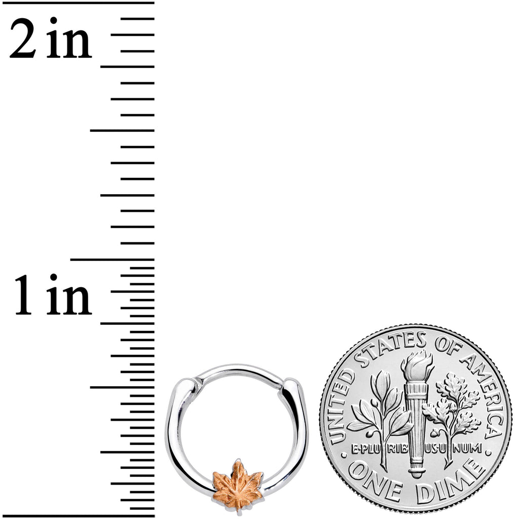 BodyCandy 16G 3/8 Rose Gold Tone Fall Autumn Leaf Cartilage Clicker — lifestyle context