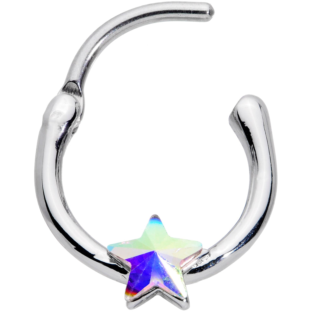BodyCandy 16G 3/8 Aurora Gem Simple Star Cartilage Clicker — detail close-up