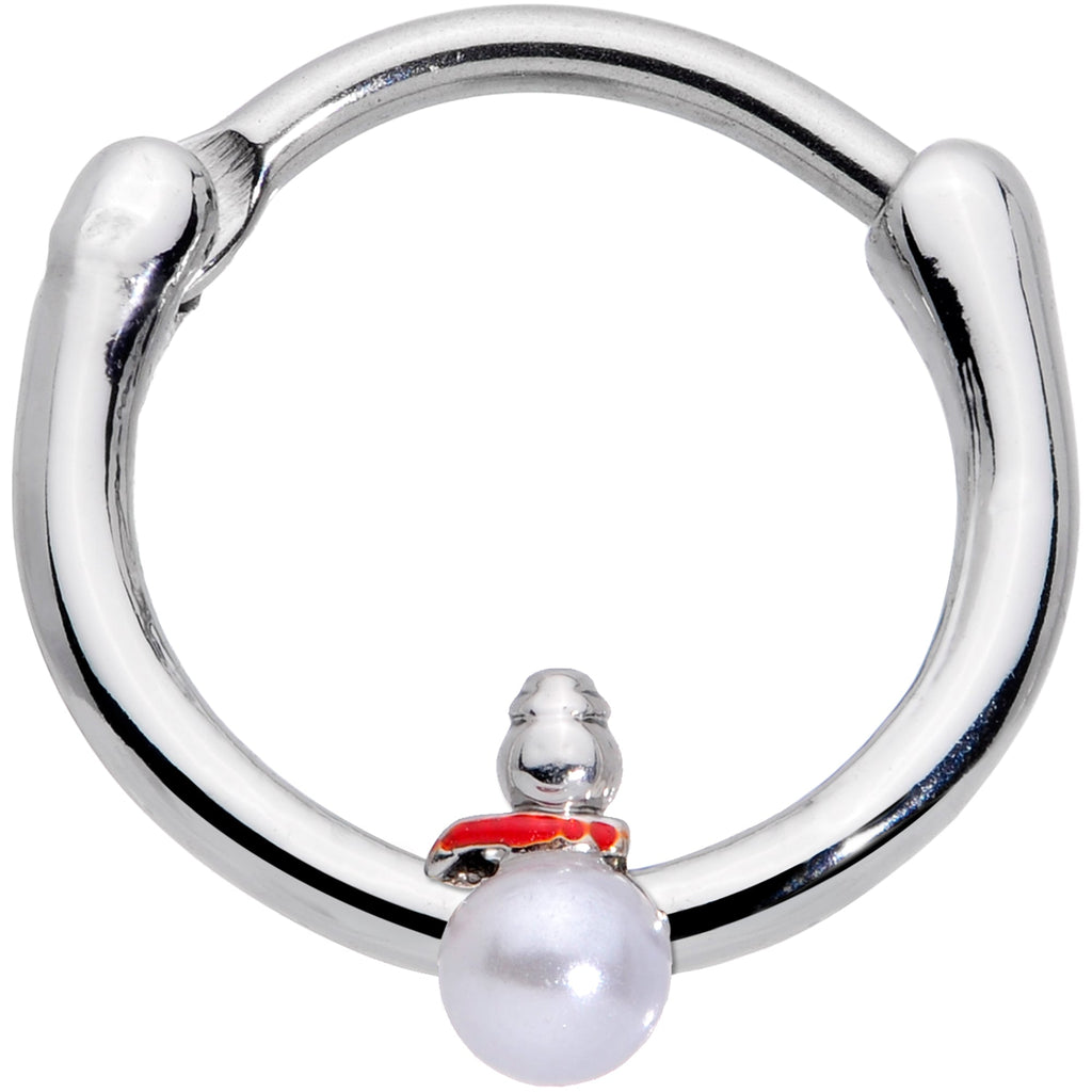 BodyCandy 16G 3/8 White Orb Pearlescent Snowman Christmas Cartilage Clicker — main product shot