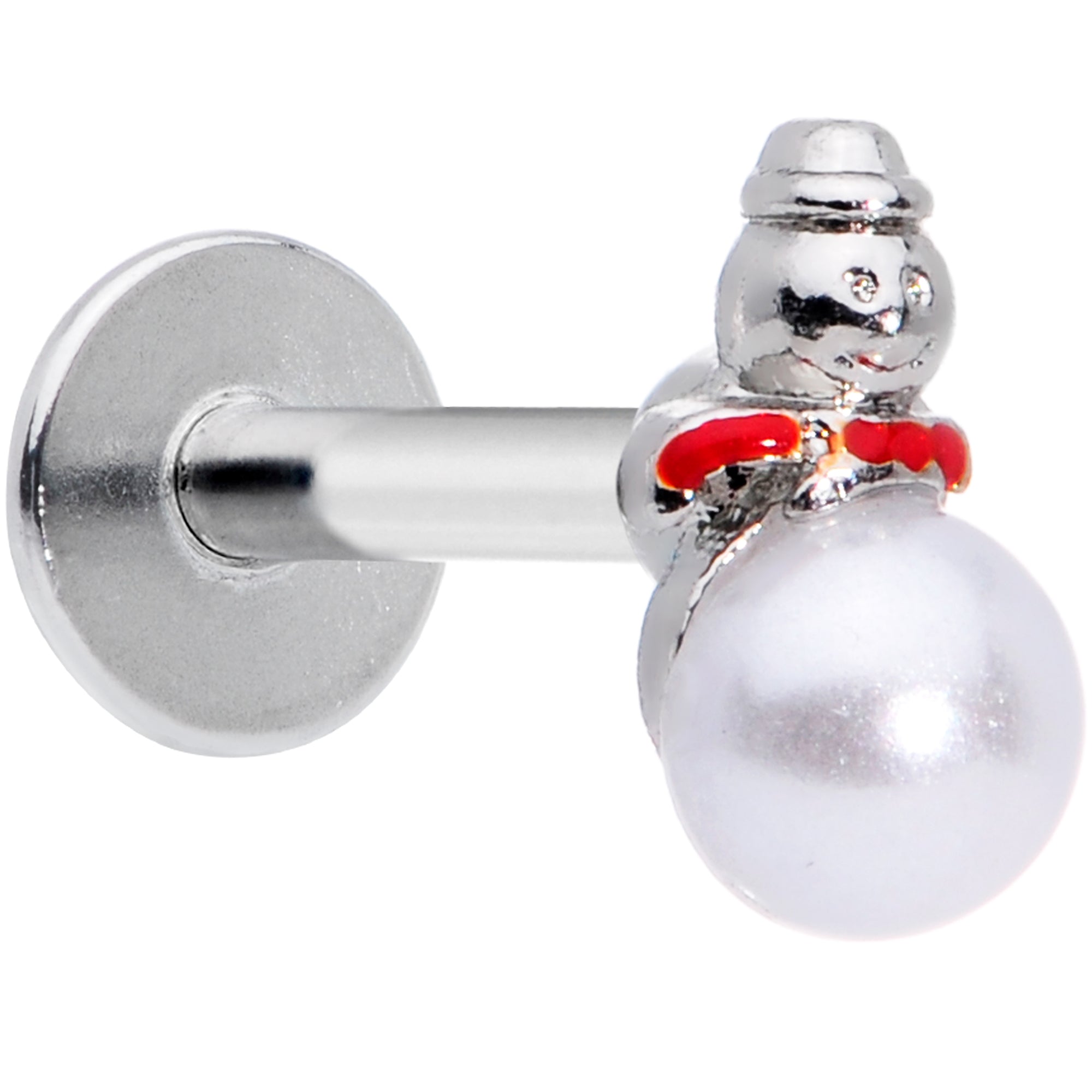 BodyCandy 16G 5/16 Pearlescent Orb Snowman Christmas Labret Monroe Tragus — main product shot