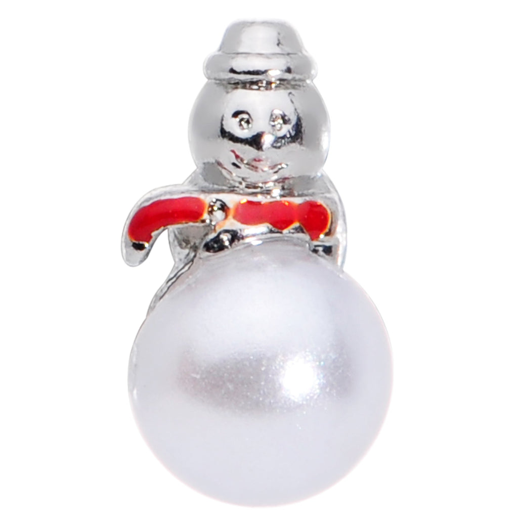 BodyCandy 16G 5/16 Pearlescent Orb Snowman Christmas Labret Monroe Tragus — detail close-up