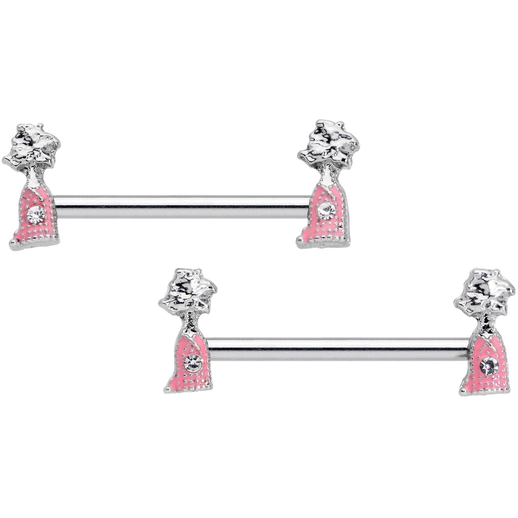 BodyCandy 14G 5/8 Clear Gem Pink Champagne Bottles Barbell Nipple Ring Set — main product shot