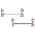 BodyCandy 14G 5/8 Clear Gem Pink Champagne Bottles Barbell Nipple Ring Set — main product shot