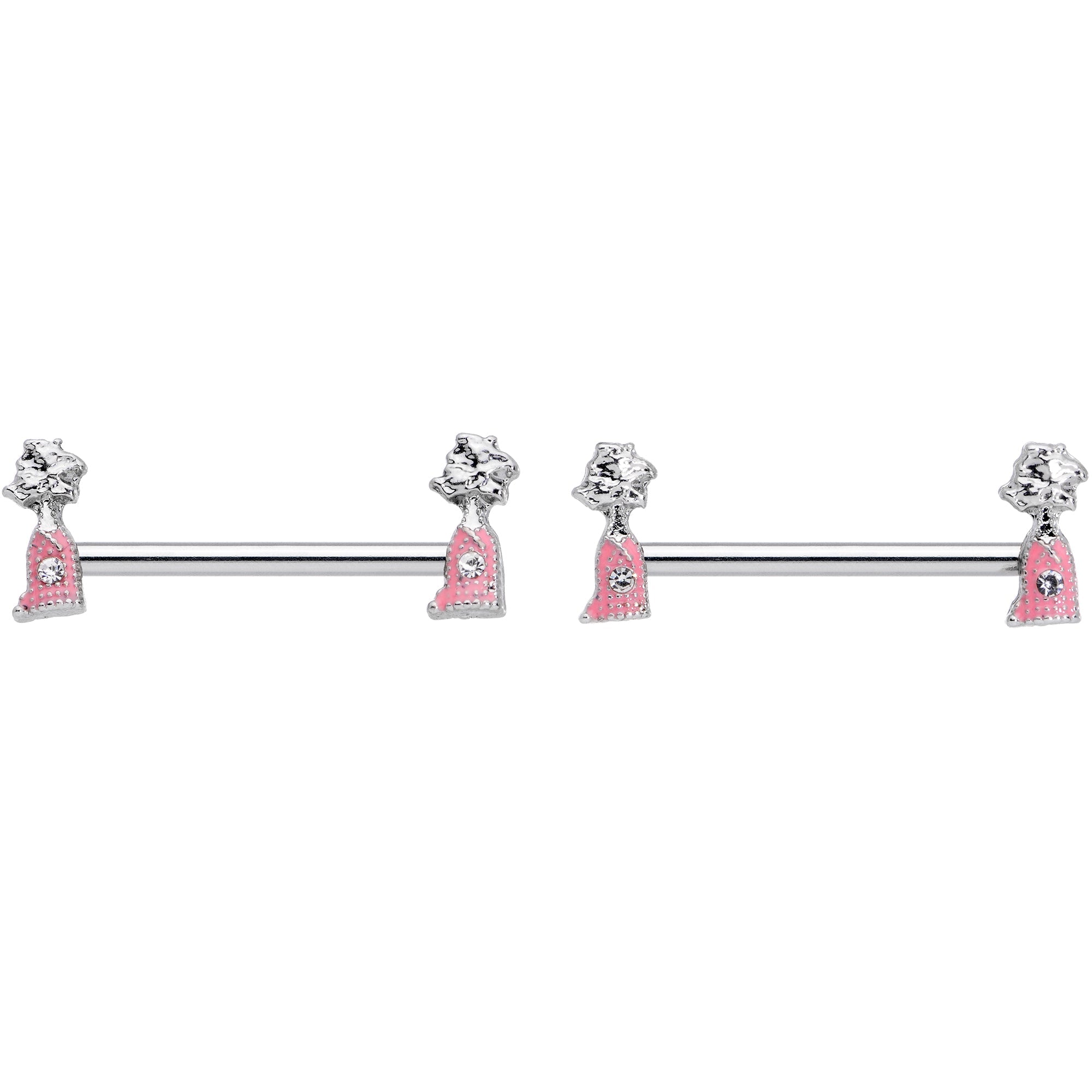 BodyCandy 14G 5/8 Clear Gem Pink Champagne Bottles Barbell Nipple Ring Set — lifestyle context