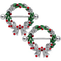 BodyCandy 14G 11/16 Red Green Gem Christmas Wreath Nipple Shield Set — main product shot